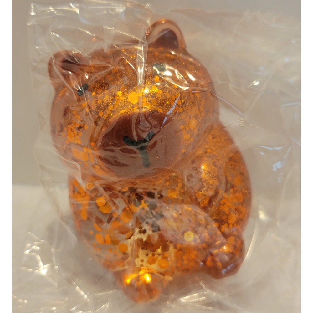 New Sealed Squishy Bear / Capybara Squish Glitter Fidget Toy in Bag